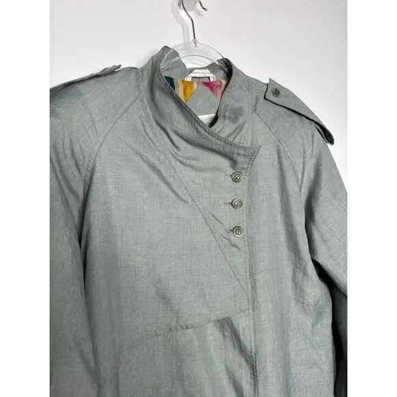 Vintage 1980s Braefair Sage Green Belted Trench Coat Large